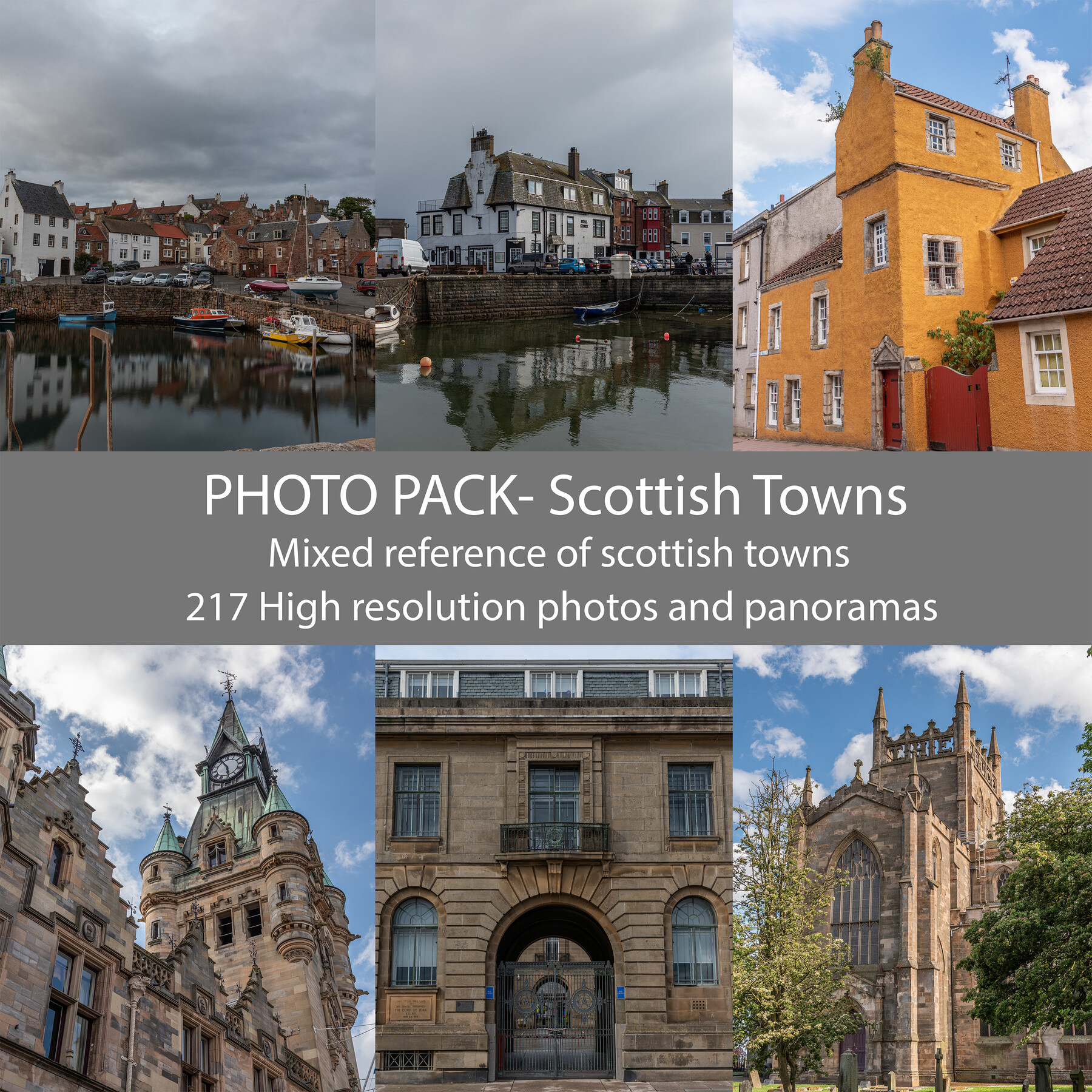 ArtStation Scotland, Scottish Towns and Buildings Photo Pack Resources