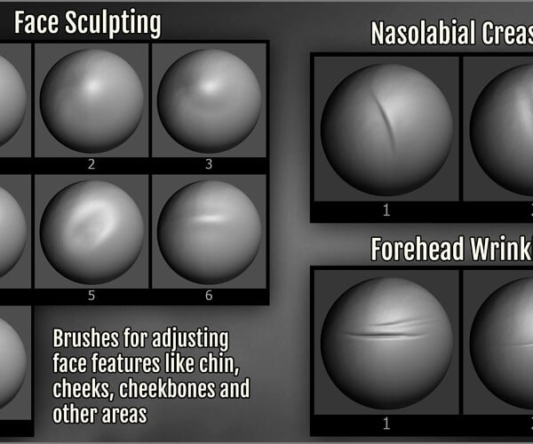 ArtStation - Face Details Maker 100 ZBrush Brushes And 87 Alphas | Brushes