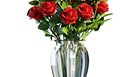 3D Model / Flower Set 03 / Red Roses Bouquet
