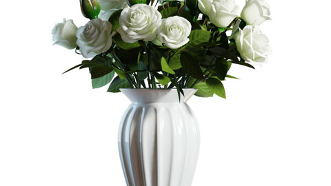 3D Model / Flower Set 04 / White Roses Bouquet
