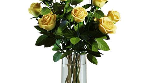 3D Model / Flower Set 05 / Yellow Roses Bouquet