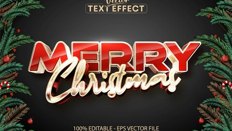 Merry christmas text, rose gold color style editable text effect