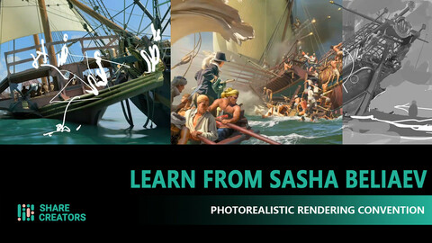 Class Three: How to Paint Photorealistic Rendering - Share Creators Learn From Sasha Beliaev