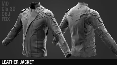 Leather Jacket / Marvelous Designer / Clo 3D project + obj + fbx