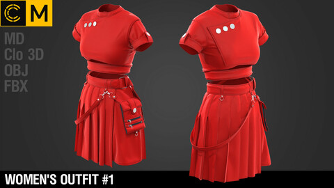 Women outfit / Marvelous Designer / Clo 3D project + obj + fbx