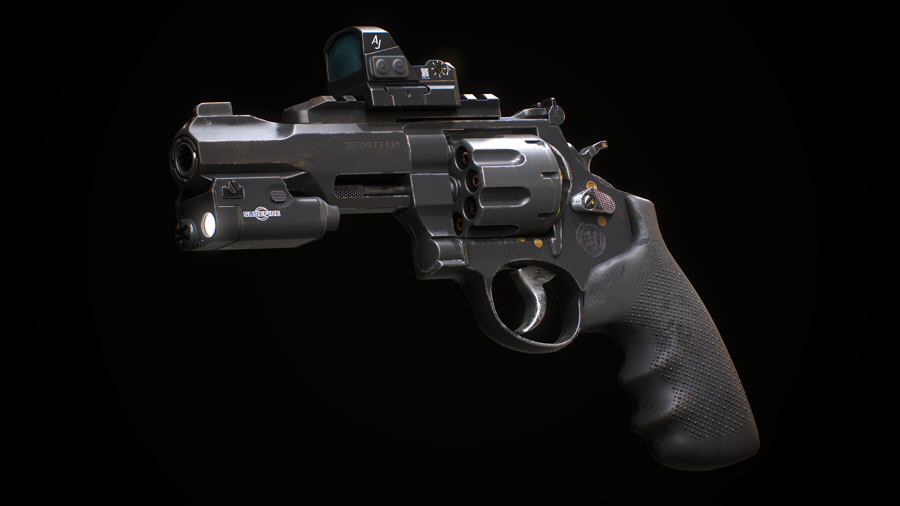 ArtStation - Revolver Smith & Wesson M&P R8 with flashlight & reflex ...