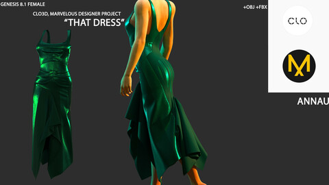 GENESIS 8.1 FEMALE: "THAT DRESS": CLO3D, MARVELOUS DESIGNER PROJECTS| +OBJ +FBX