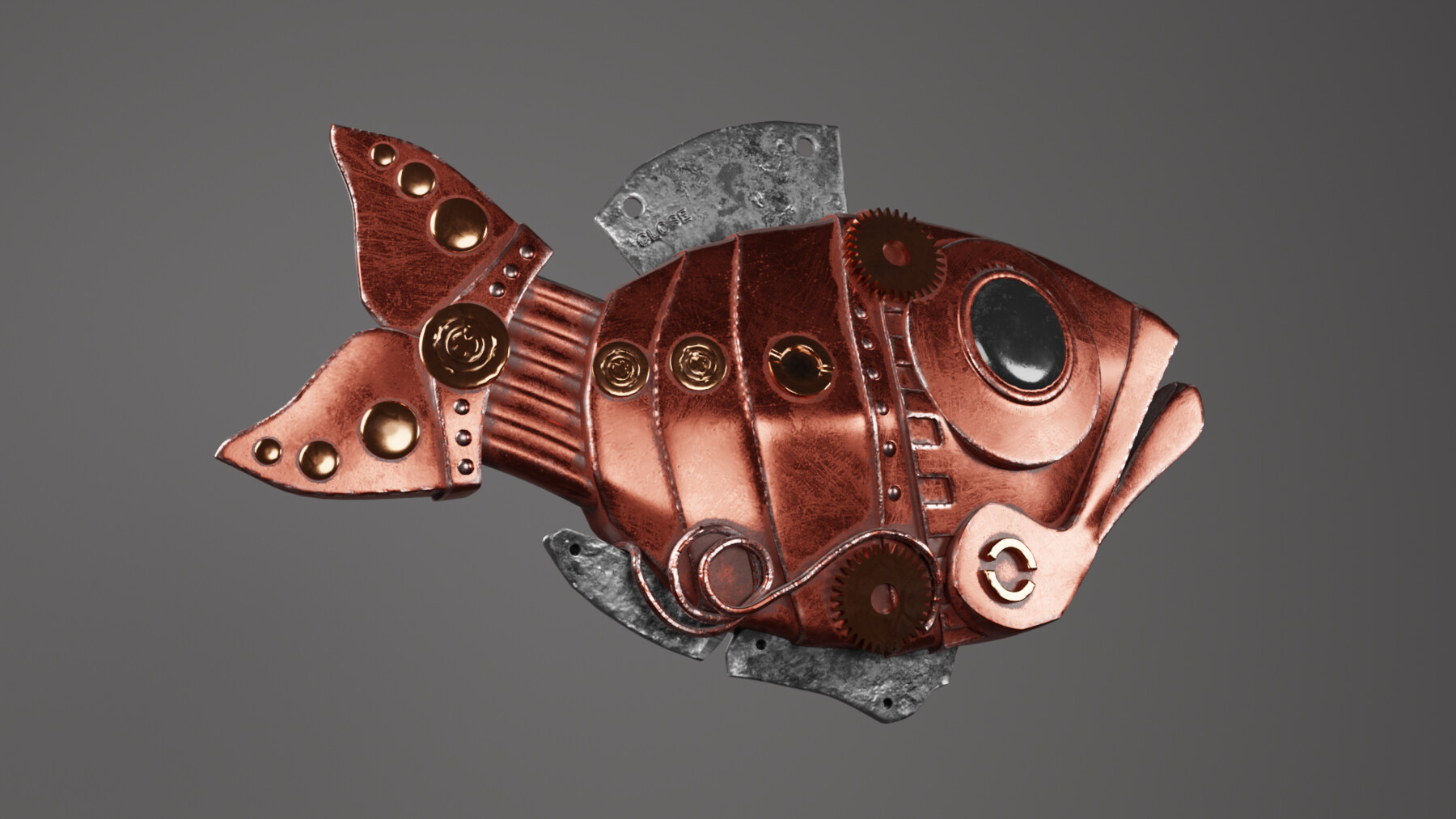ArtStation - Mechanical, decor, Steampunk fish (polygonal 3D model with ...