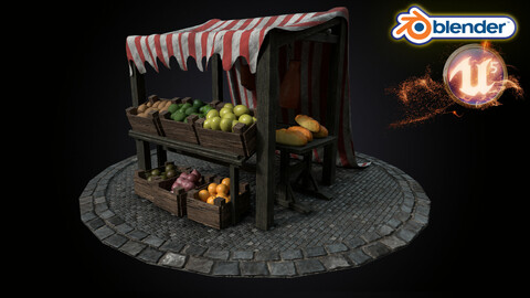 Medieval Market Stall Model 3D Tudor | Blender | UE5