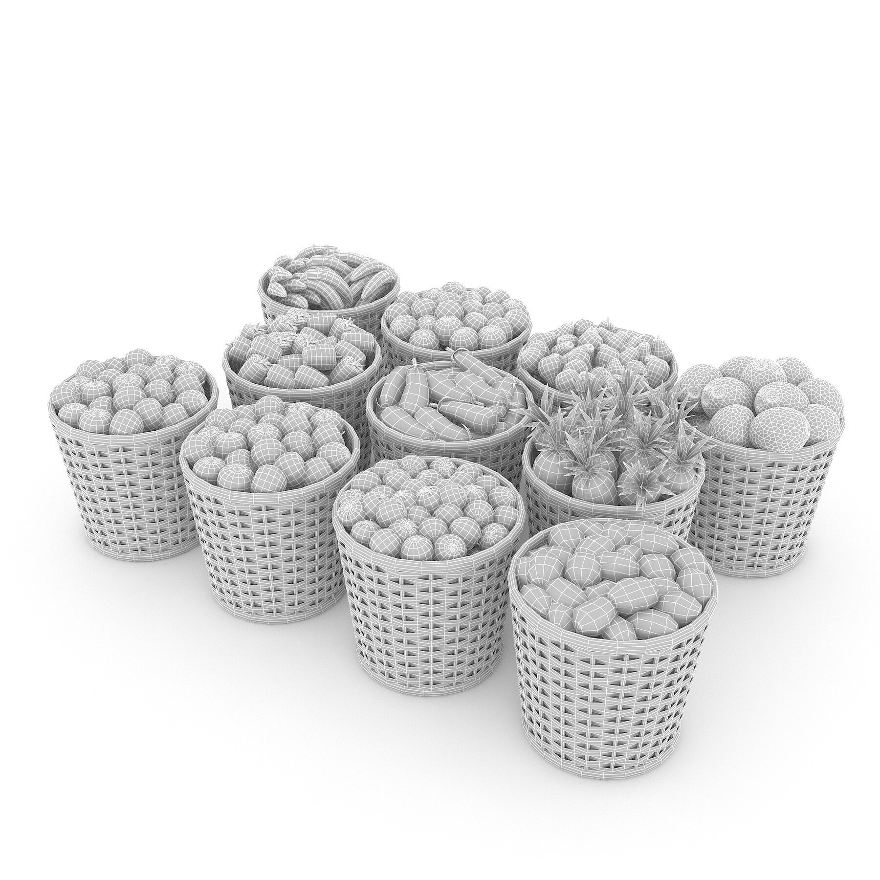 ArtStation basket fruit and vegetable market sale 3D model Game Assets