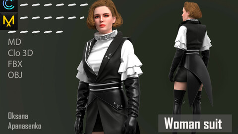 Woman suit. Clo 3D/MD project + OBJ, FBX files