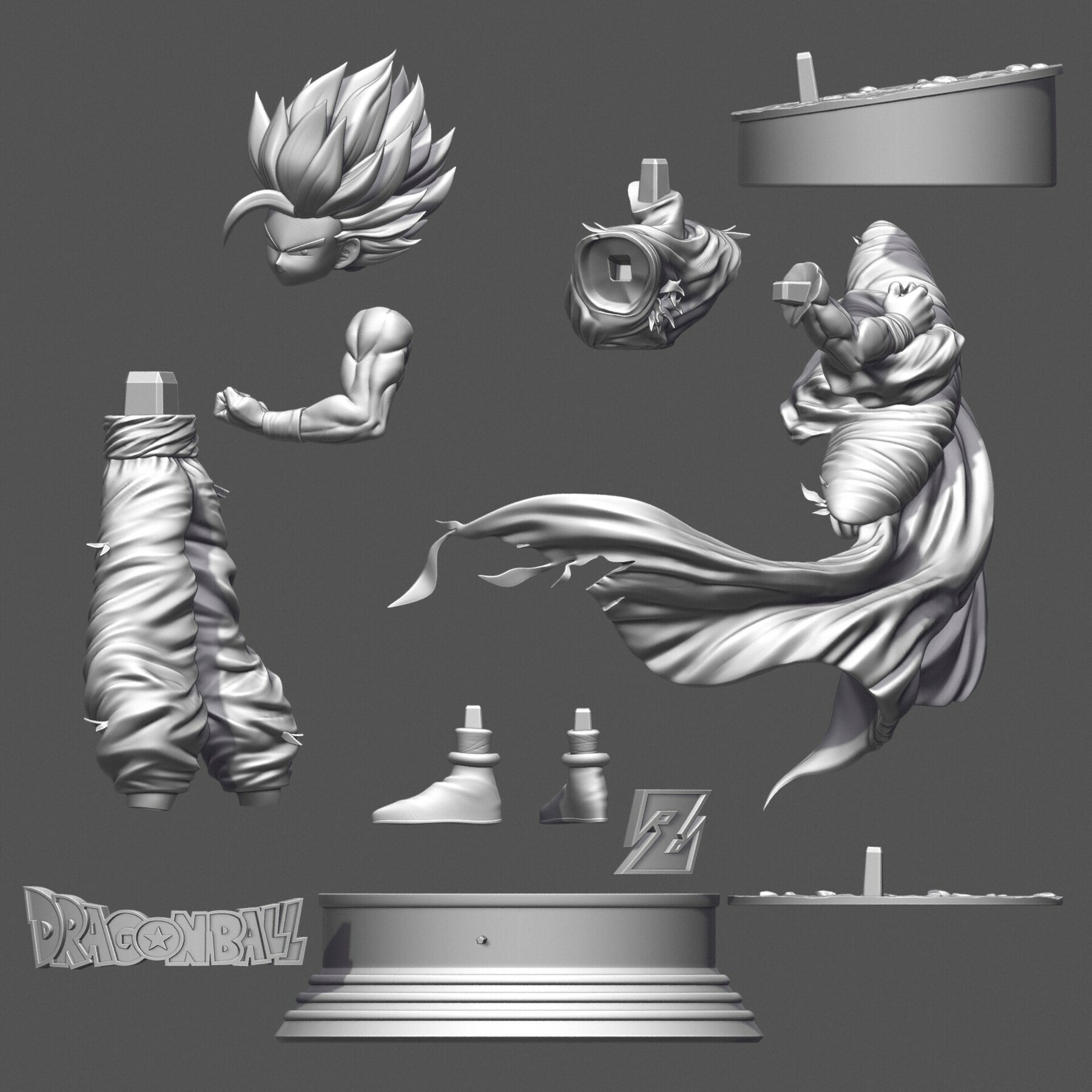ArtStation - Dragon Ball Gohan SSJ2 Figurine for 3D Printing (Fanart) | Resources