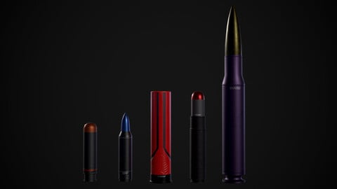 SciFi Bullets Pack - Real Time/3D Assets/4K Textures/Files(MB, MAX, OBJ, FBX, Marmoset)