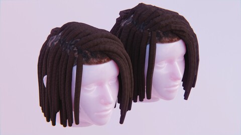 Female Medium Braided Dreads - High & Low Poly Versions