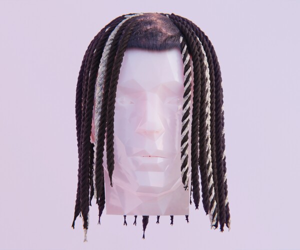 3D model King Von Medium Braided Dreads - Partly Bleached VR / AR /  low-poly