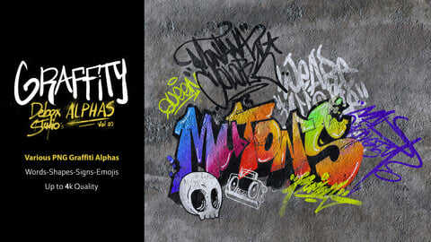 Graffiti Alphas-PNG-Vol02-Substance Painter-Photoshop