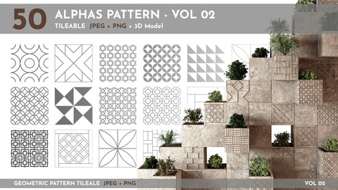 50 alphas - Tileable Patterns - Vol 02 (Geometric Patterns)