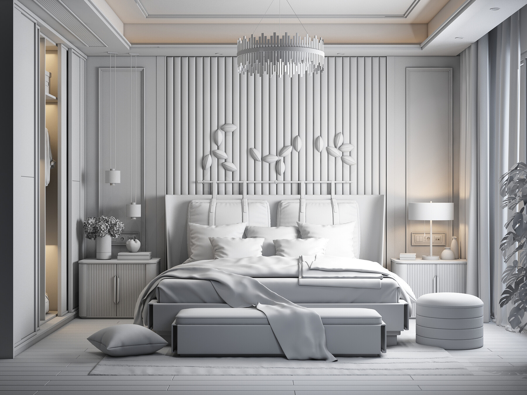 ArtStation - Modern Style Bedroom - 622 | Resources, image size:1800x1350