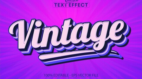 Vintage text, 70s and 80s text style and editable text effect