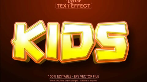 Kids text, cartoon style editable text effect