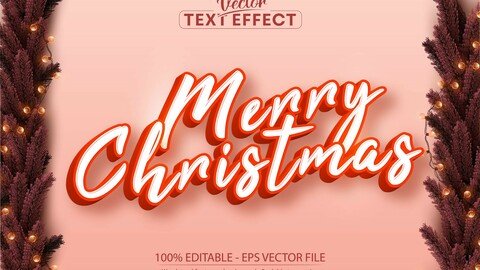 Merry christmas text, cartoon style editable text effect