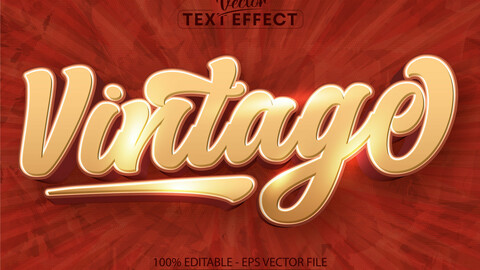 Retro, vintage text effect, old 80's editable text style