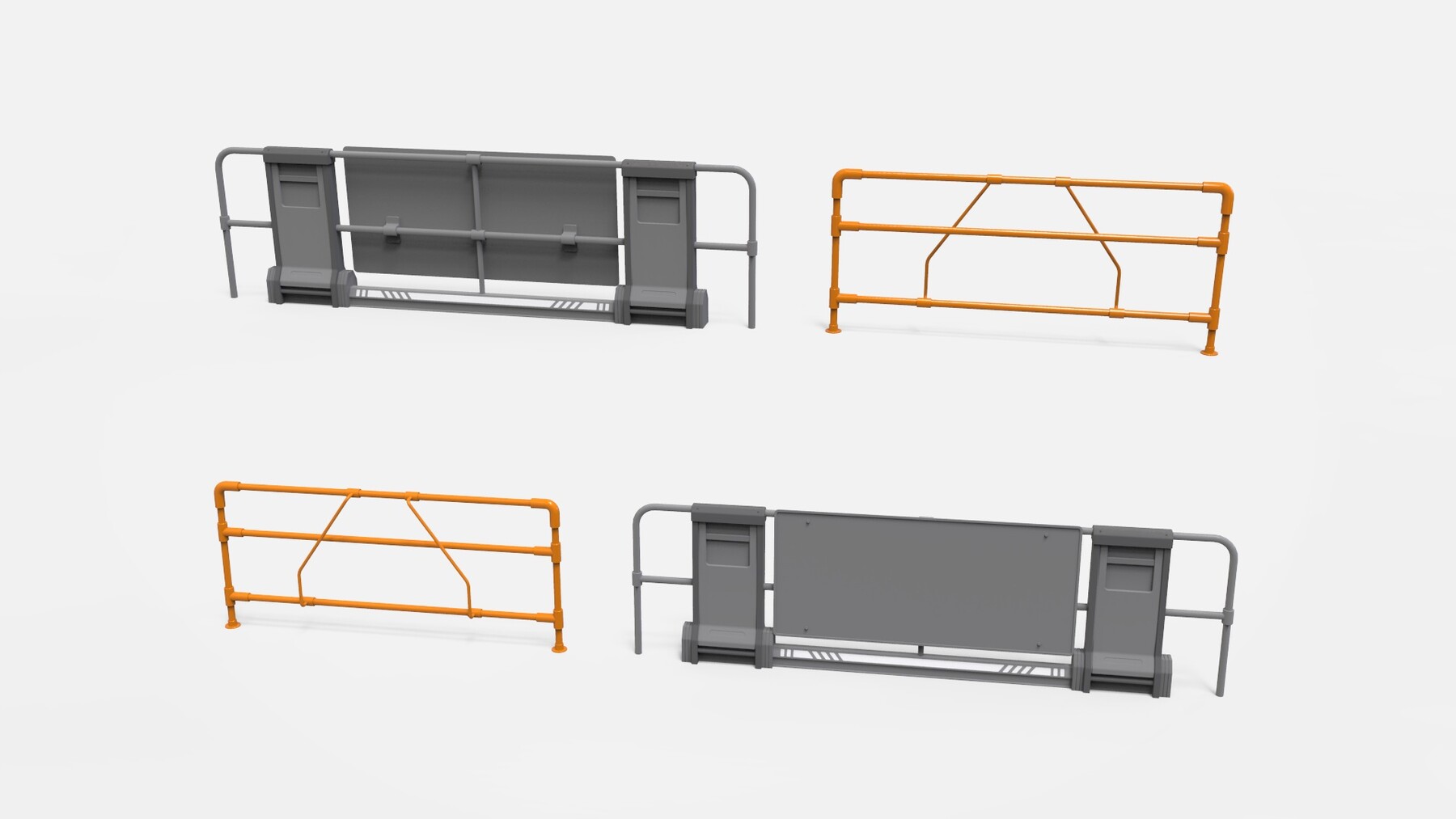 Рейл 3. Furniture Rails 3d model. Handrails 3d model detalling. Sci-Fi Railings.