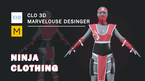 Ninja female outfit. Marvelous Designer, Clo3d project.