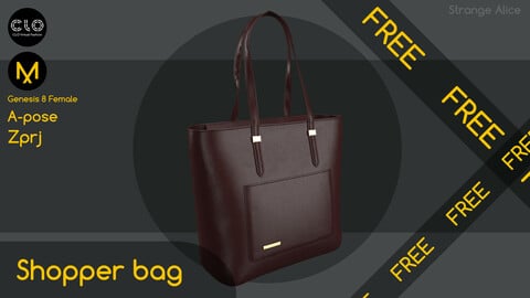 Free shopper bag. Clo3d, Marvelous Designer projects.
