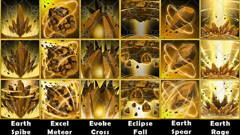 Fantasy Game Basic Magic Skill Icons - Earth Magic
