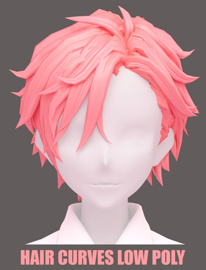 Anime Hairstyles Pack 9 types of hairstyles 3D model