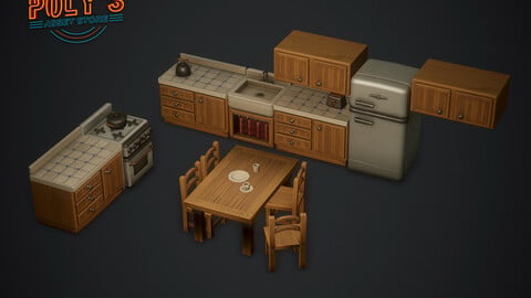 Kitchen Pack - Stylized low poly