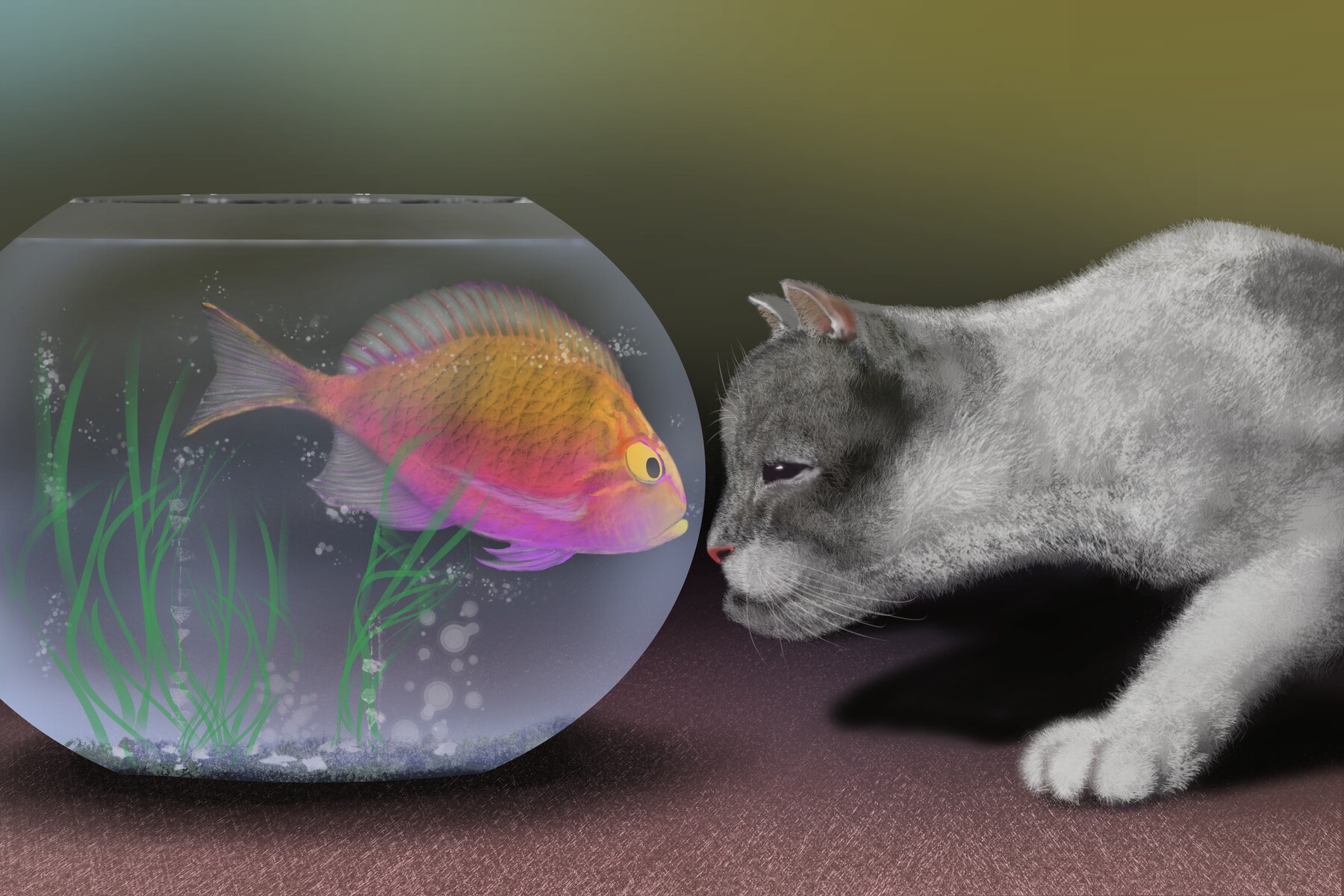 ArtStation Cat and fish Artworks