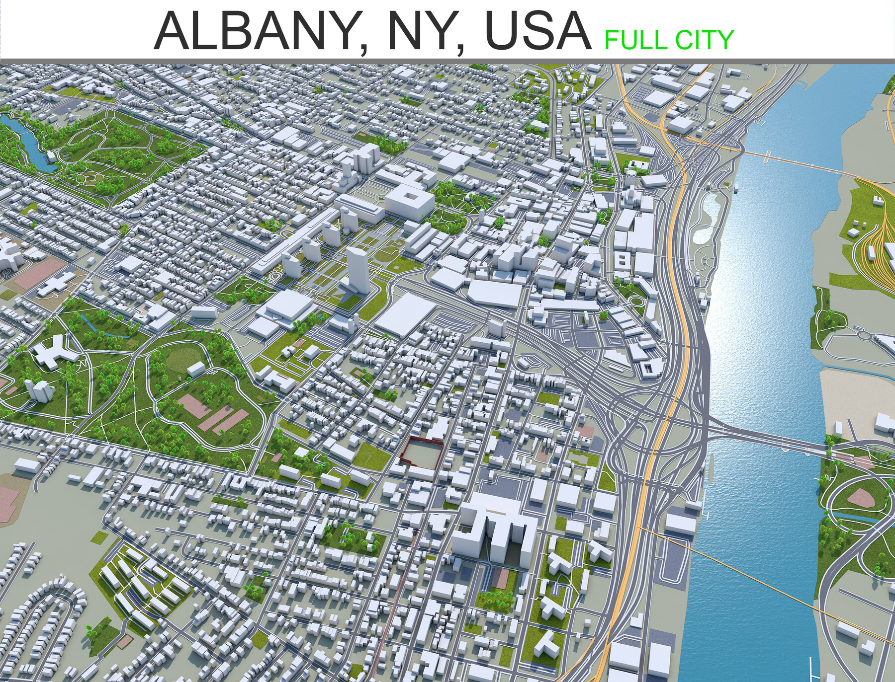 City Of Albany Gis Artstation - Albany City Ny Usa 3D Model 40Km | Game Assets