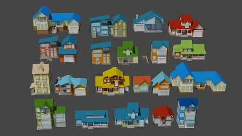 Private houses low-poly