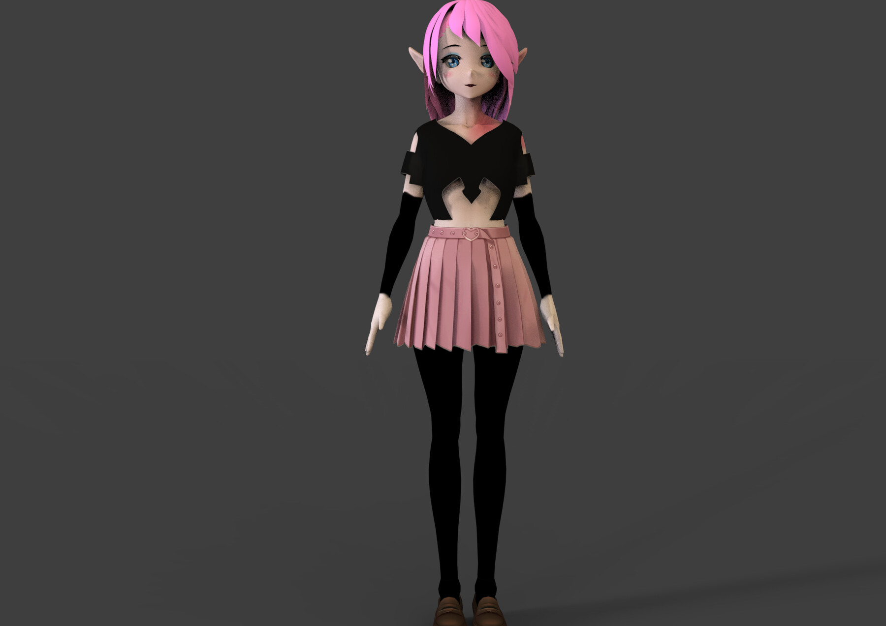 anime girl game character Low-poly Modelo 3D