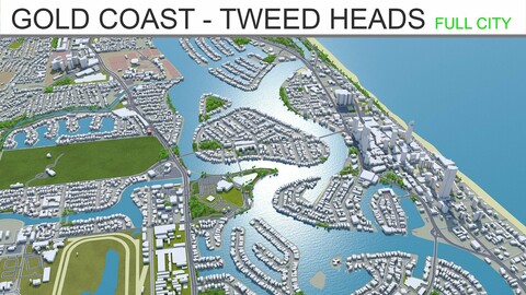 Gold Coast  Tweed Heads city Australia 3d model 80Km