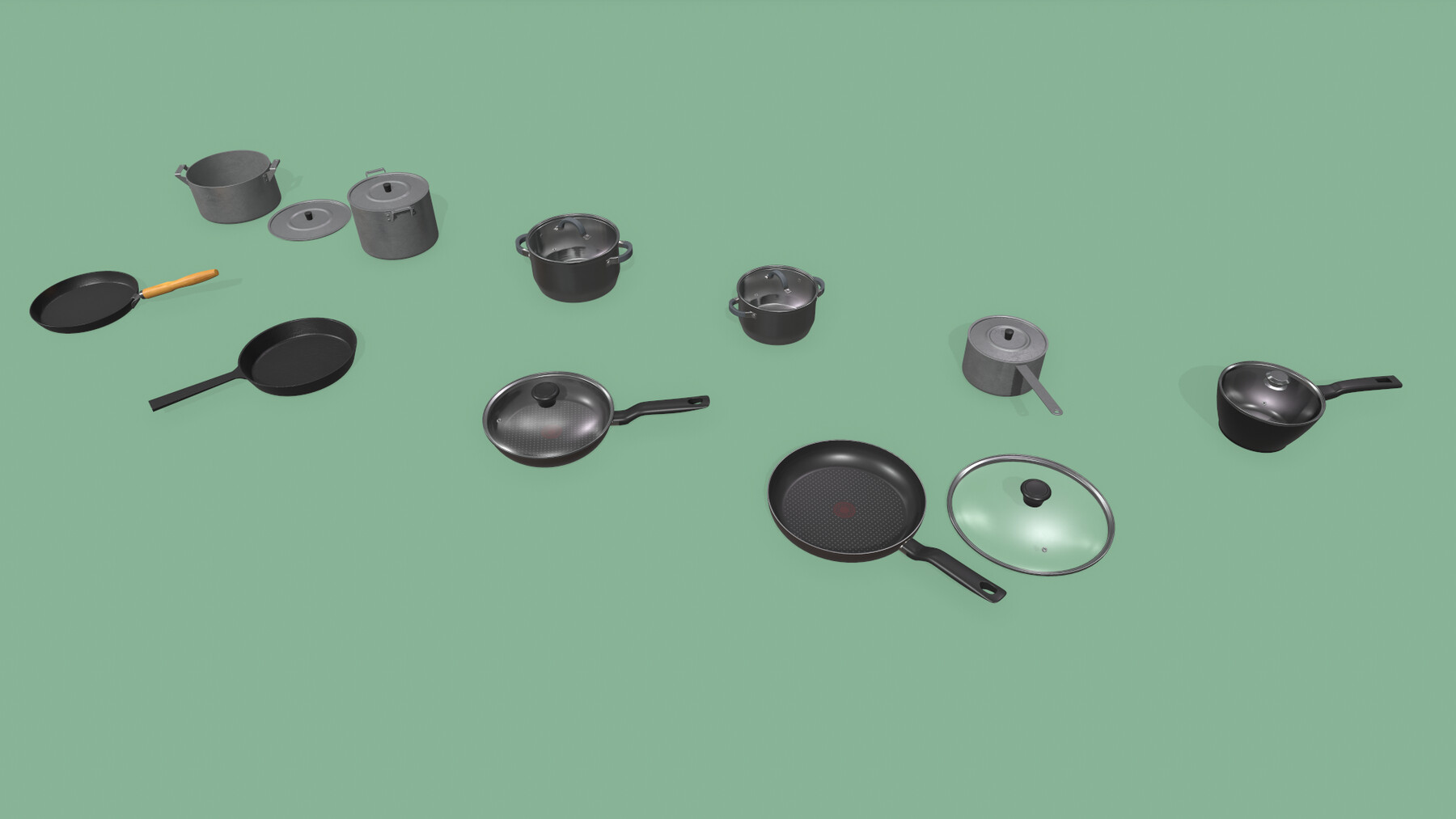 ArtStation Kitchen Pots and Pans Game Assets