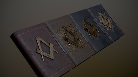 Book with the sign of the Freemason in four versions