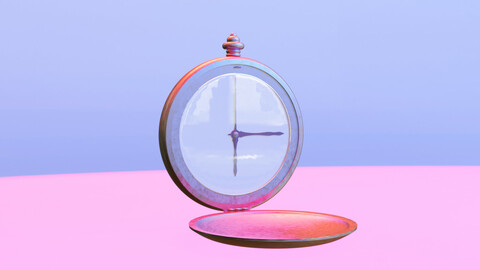 Low poly rigged pocket watch