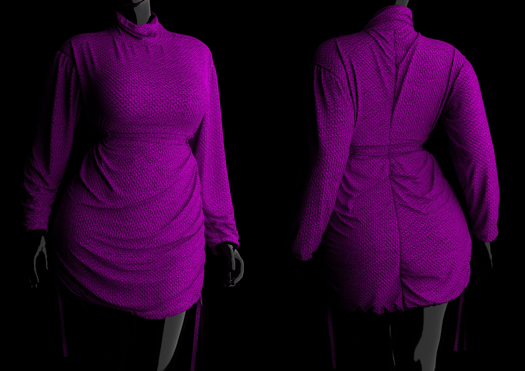 ArtStation .Purple Knitwear Dress. Clo3d, Marvelous Designer Game