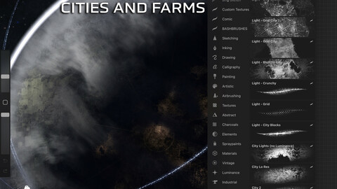 Procreate Planet Brush Pack 1 - Cities and Farms