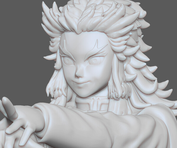 ArtStation RENGOKU 2 KIMETSU NO YAIBA ANIME STATUE CHARACTER 3D print model Resources