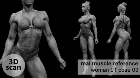 3D scan real muscleanatomy Woman01 pose 03