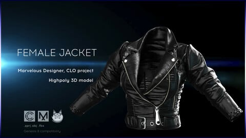 Female Jacket. Marvelous Designer, Clo3d project. OBJ.FBX files