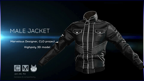 Male Jacket. Marvelous Designer, Clo3d project. OBJ.FBX files