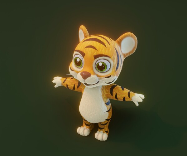 ArtStation - Cartoon Tiger Animated 3D Model | Game Assets
