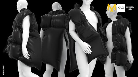 FREEBIE - Future Fashion Puffer #001 - Clo3D/MarvelousDesigner + OBJ / NO TEXTURE / DIGITAL FASHION