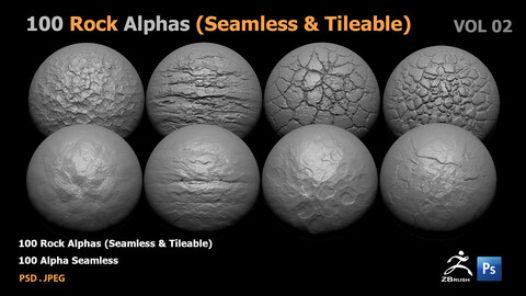 100 Rock Alphas (Seamless & Tileable)