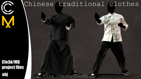 Chinese traditional clothes. Marvelous Designer/Clo3d project + OBJ.